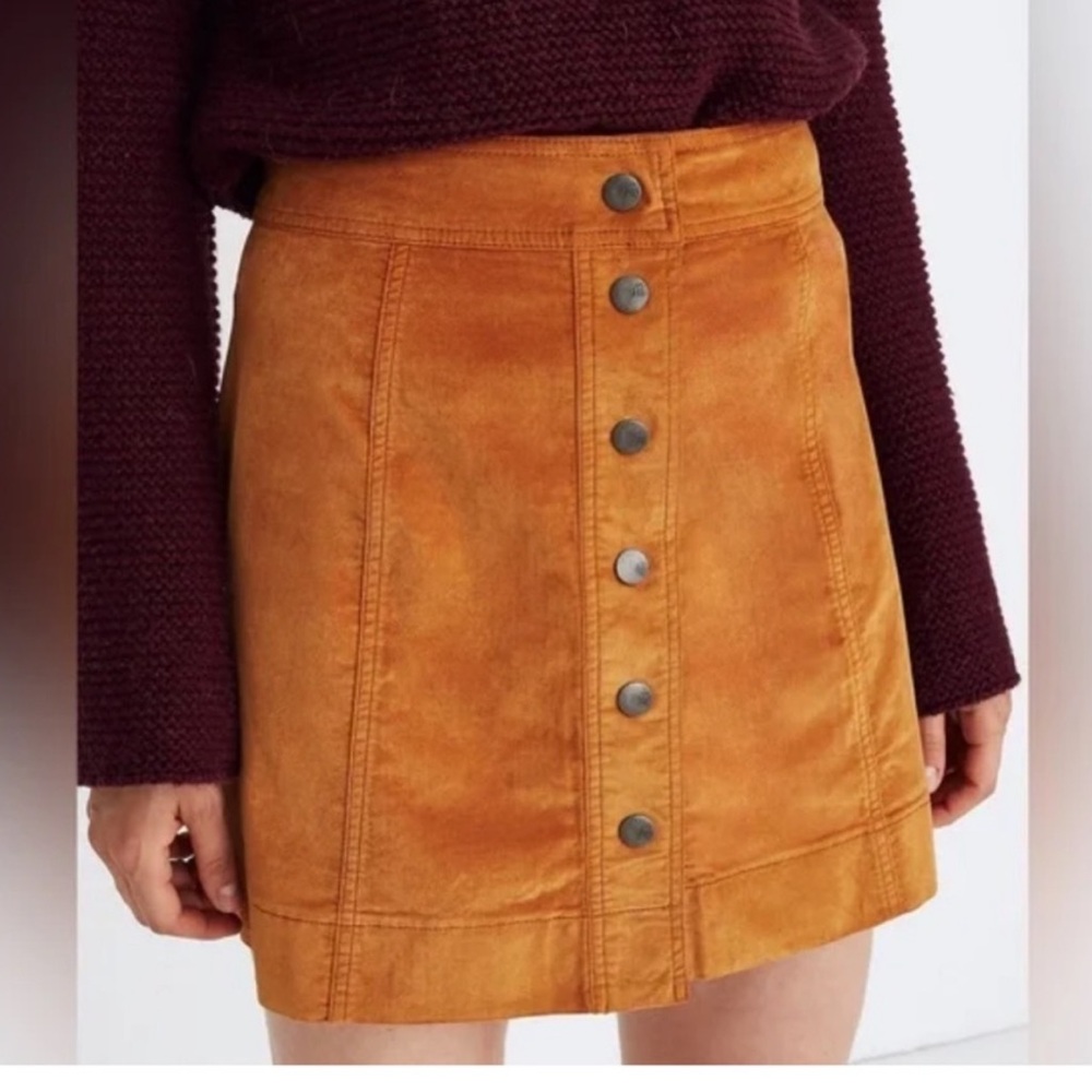 Corduroy A-Line Mini Skirt - Golden Mustard Color - Size 00